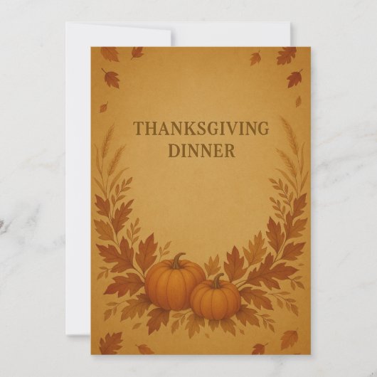 Rustieke Thanksgiving Dinner Invitation | pompoene Kaart (Voorkant)