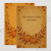 Rustieke Thanksgiving Dinner Invitation | pompoene Kaart (Voorkant / Achterkant)