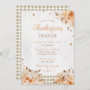 Rustieke Thanksgiving Dinner Party Invitation Kaart