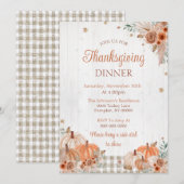 Rustieke Thanksgiving Dinner Party Invitation Kaart (Voorkant / Achterkant)