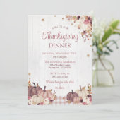 Rustieke Thanksgiving Dinner Party Invitation Kaart (Staand voorkant)