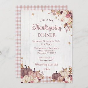 Rustieke Thanksgiving Dinner Party Invitation Kaart