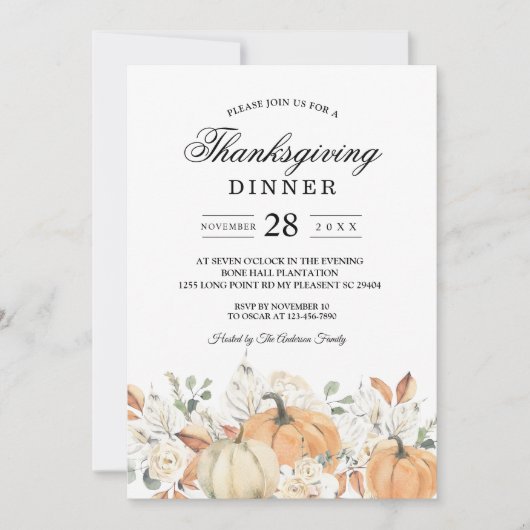 Rustieke Thanksgiving Dinner Pumpkin Kaart (Voorkant)