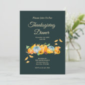 Rustieke Thanksgiving Dinner Pumpkins Uitnodiging (Staand voorkant)