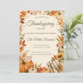 Rustieke Thanksgiving Dinner Uitnodiging (Staand voorkant)