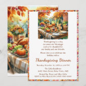 Rustieke Thanksgiving Familie Vrienden Diner Kaart (Voorkant / Achterkant)