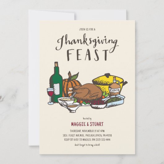 Rustieke Thanksgiving Feest Kaart (Voorkant)