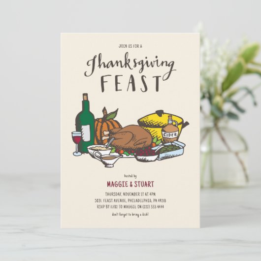 Rustieke Thanksgiving Feest Kaart (Staand voorkant)