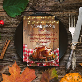 Rustieke Thanksgiving geroosterd Turkije Baby show Bedankkaart