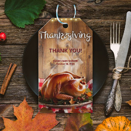 Rustieke Thanksgiving geroosterd Turkije Baby show Cadeaulabel