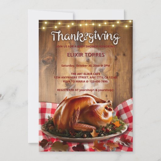 Rustieke Thanksgiving geroosterd Turkije Baby show Kaart (Voorkant)