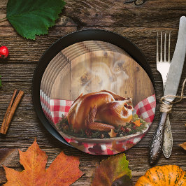 Rustieke Thanksgiving geroosterd Turkije Baby show Papieren Bordje