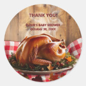 Rustieke Thanksgiving geroosterd Turkije Baby show Ronde Sticker (Voorkant)