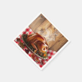 Rustieke Thanksgiving geroosterd Turkije Baby show Servet (Hoek)