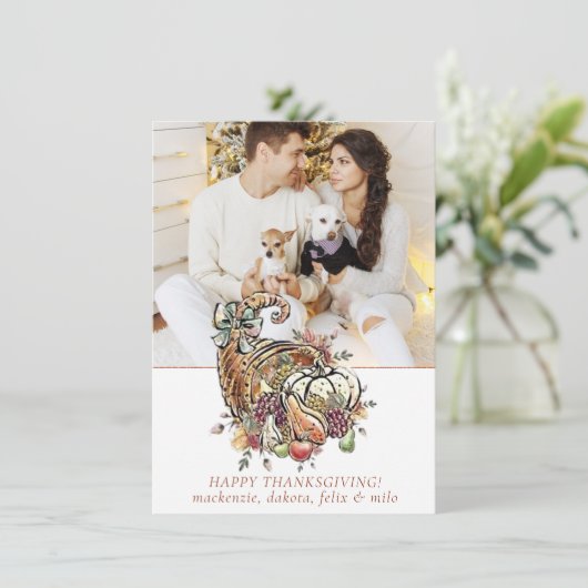 Rustieke Thanksgiving herfst pompoen patch diner Feestdagenkaart (Staand voorkant)