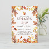 Rustieke Thanksgiving Party Friendsgiving Diner Kaart (Staand voorkant)