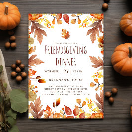 Rustieke Thanksgiving Party Friendsgiving Diner Kaart