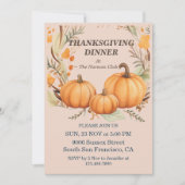 Rustieke Thanksgiving Pompoen Bloemen Diner Custom Kaart (Voorkant)