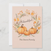 Rustieke Thanksgiving Pompoen Bloemen Diner Custom Kaart (Achterkant)