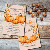 Rustieke Thanksgiving Pompoen Bloemen Diner Custom Kaart