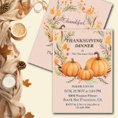 Rustieke Thanksgiving Pompoen Bloemen Diner Custom Kaart
