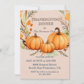 Rustieke Thanksgiving Pompoen Bloemen Diner Custom Kaart (Voorkant)