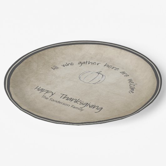 Rustieke Thanksgiving pompoen schets Papieren Bordje (Gekanteld)