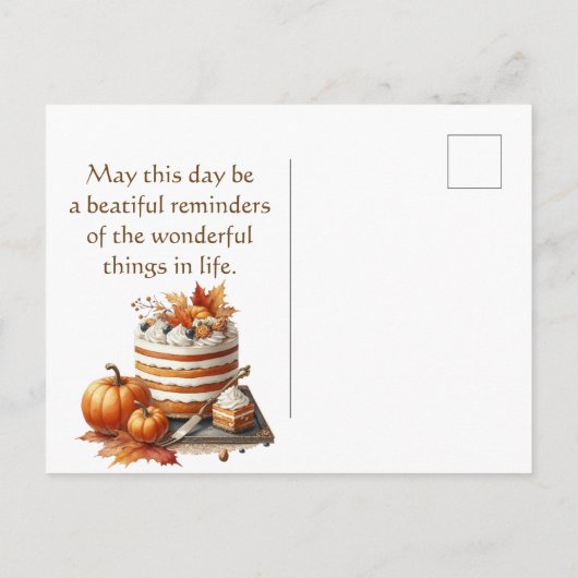 Rustieke Thanksgiving Pompoen Waterverf Herfst Briefkaart (Achterkant)