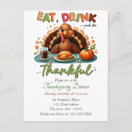 Rustieke Thanksgiving Pompoen Waterverf Herfst Feestdagenkaart