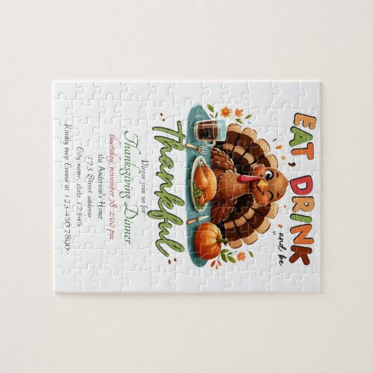 Rustieke Thanksgiving Pompoen Waterverf Herfst Legpuzzel (Horizontaal)