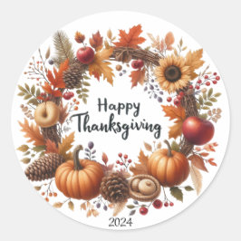 Rustieke Thanksgiving Pompoen Waterverf Herfst Ronde Sticker