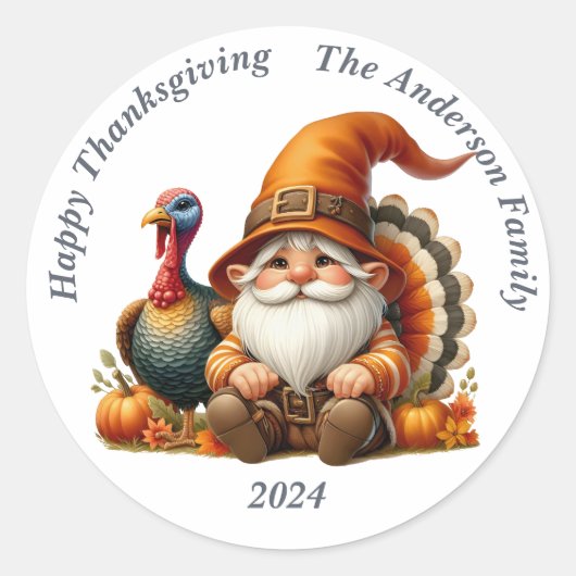 Rustieke Thanksgiving Pompoen Waterverf Herfst Ronde Sticker (Voorkant)