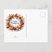 Rustieke Thanksgiving Pompoen Waterverf Herfst Uitnodiging Briefkaart (Achterkant)