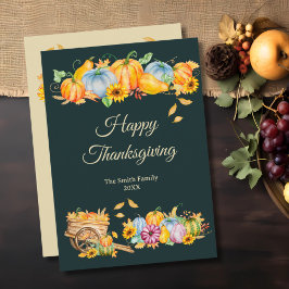 Rustieke Thanksgiving Pompoenen Flat Holiday Kaart