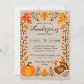 Rustieke Thanksgiving Potluck met herfstbladeren Kaart (Voorkant)