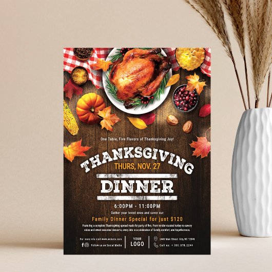 Rustieke Thanksgiving Restaurant Diner Special Flyer