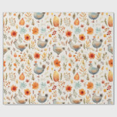 Rustieke Thanksgiving Turkije & Pompoen Waterverf Cadeaupapier (Vlak)