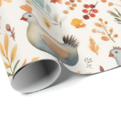 Rustieke Thanksgiving Turkije & Pompoen Waterverf Cadeaupapier (Rol Hoek)