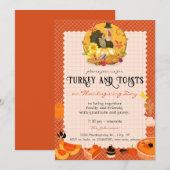 Rustieke Thanksgiving Turkije & Toasts Friendsgivi Kaart (Voorkant / Achterkant)