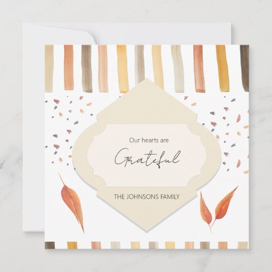 Rustieke Thanksgiving Waterverf Herfstbladeren Bedankkaart (Voorkant)