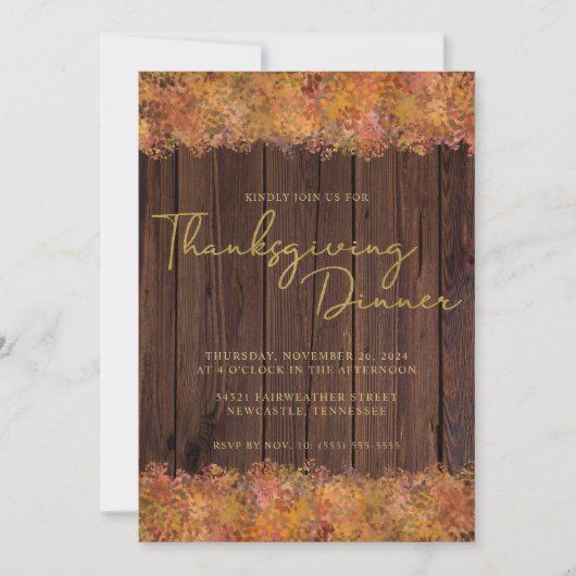 Rustieke Thanksgiving Waterverf herfstbladeren hou Kaart (Voorkant)