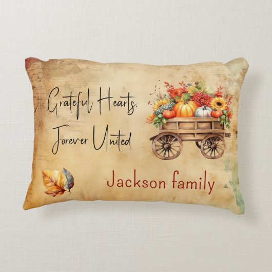 Rustieke Thanksgiving winkelwagen Decor Accent Kus Kussen (Achterkant)