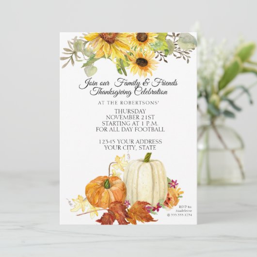 Rustieke Thanksgiving Witte Oranje Pompoen Zonnebl Kaart (Staand voorkant)