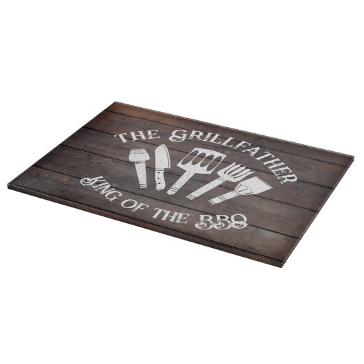 Rustieke "The Grillfather: Funny BBQ Gift Snijplank (Hoek)