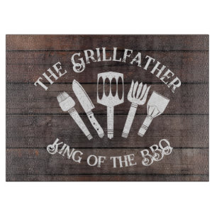 Rustieke "The Grillfather: Funny BBQ Gift Snijplank