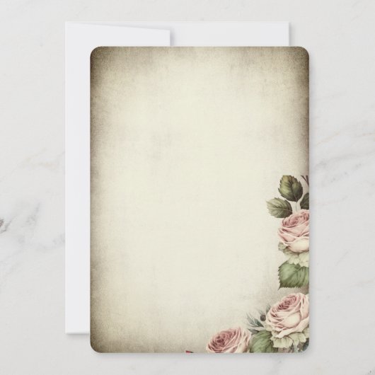 Rustieke theeset, String Lights, Rozen Vrijgezelle Kaart (Achterkant)