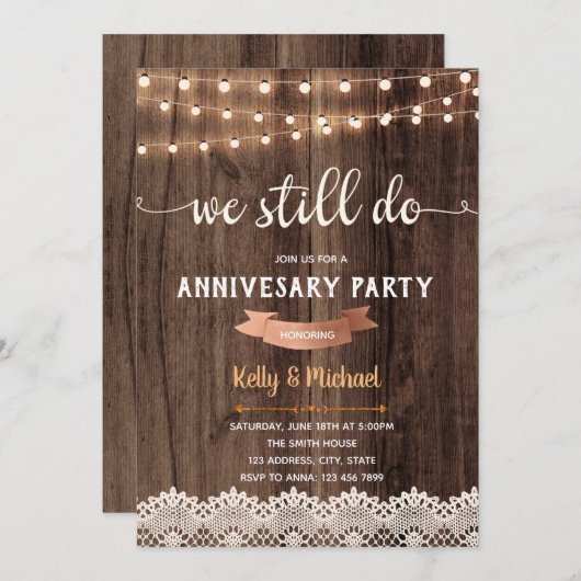 Rustieke thema-uitnodiging doen we nog steeds kaart (Voorkant / Achterkant)