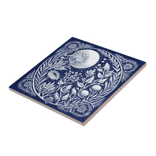 Rustieke Thistle Moon Keramisch Tegeltje (Zijkant)