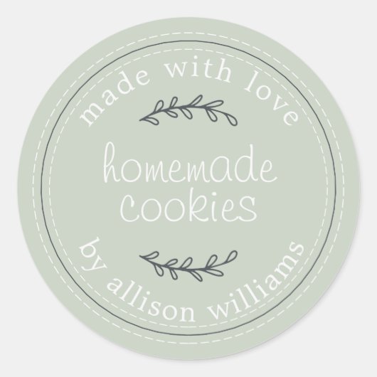 Rustieke Thuis Gebakken Koekjes Groen Ronde Sticker (Voorkant)