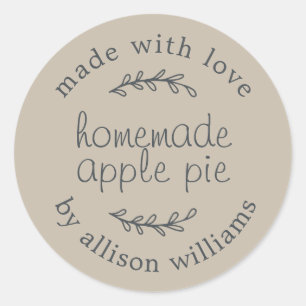 Rustieke Thuis Gebakken Koopwaar Appeltaart Grijs Ronde Sticker